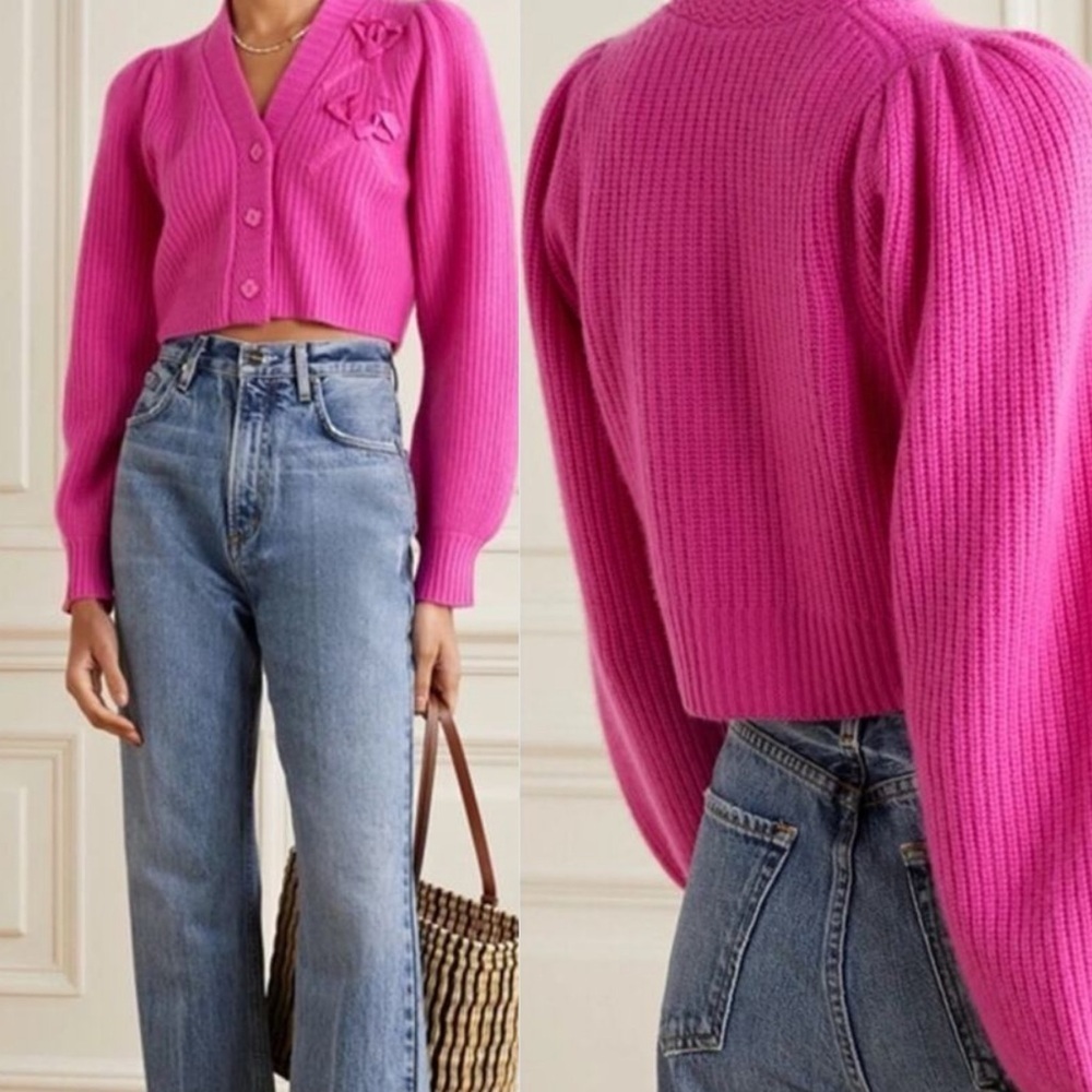 LoveShackFancy Avignon cashmere bow cardigan - Picture 2 of 8